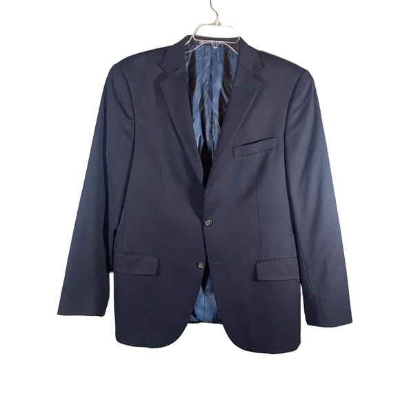 Hart‎ Scaffner Marx Navy 2 Button Sport Coat Blazer 42R Gold Buttons - Picture 1 of 6